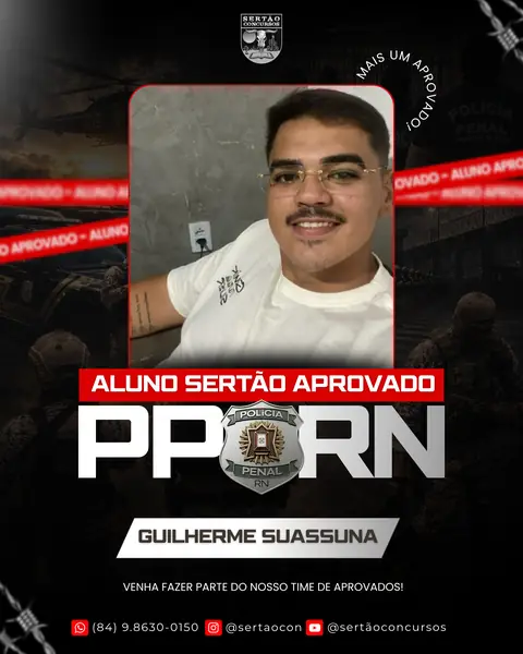 Guilherme Suassuna, aprovado na Polícia Penal do RN