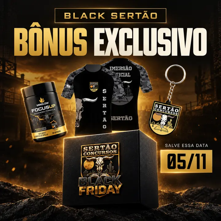 Camisa, chaveiro e Focus Up do Sertão Concursos