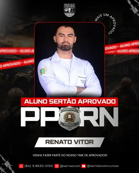 Renato Vitor, aprovado na Polícia Penal do RN