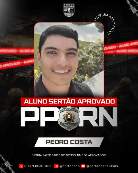 Pedro Costa, aprovado na Polícia Penal do RN