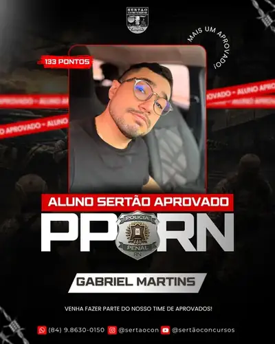 Gabriel Martins, aprovado na Polícia Penal do RN